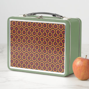 Lunch Box Motif rétro moderne orange rouge Brown Hexagon