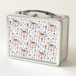Lunch Box Motif scandinave d'art populaire de cheval