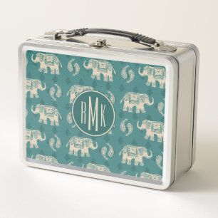 Lunch Box Motif turquoise de caravane d'éléphant du