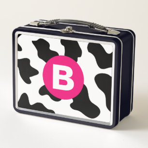 Lunch Box Motif vache fantaisiste rose monogramme