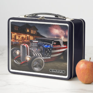 Lunch Box Muscle Américaine : Feux d'Artifice et Liberté