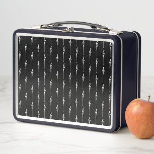 Lunch Box Musique Motif Melting Treble Clef Blanc et Noir