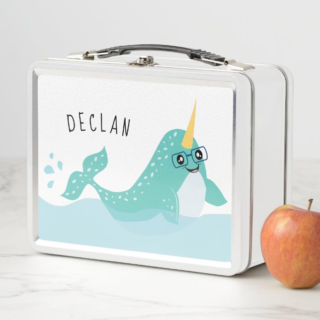 Lunch Box Narwhal cool avec lunettes (En situation)