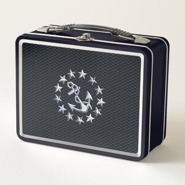 Lunch Box Nautique Yacht Drapeau Chrome Ensigne sur Grille I (Devant)