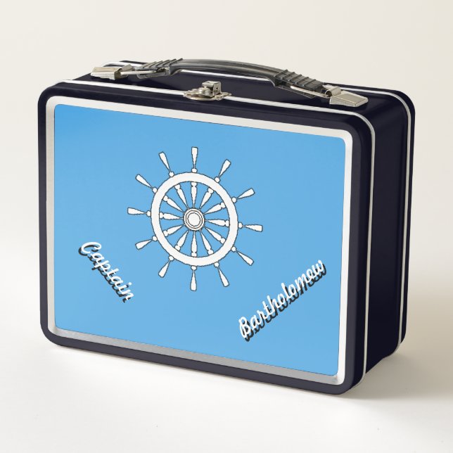 Lunch Box - Nautisches Thema mit Name (Vorderseite)