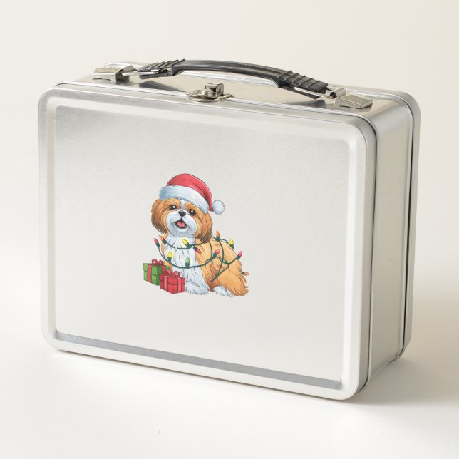 Lunch Box Noël Éclairage Noël Chapeau Chih Tzu Chien Noël (Devant)