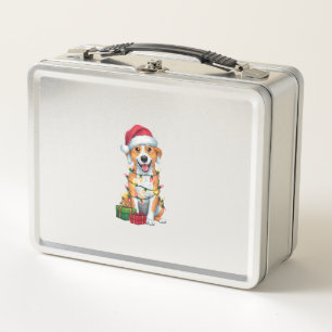 Lunch Box Noël Éclairage Santa Hat Canaan Chien Noël