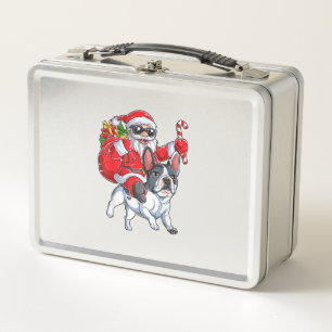 Lunch Box Noël Père Noël équitation Français Chien-taureaux 