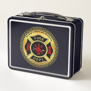 Lunch Box Noir de logo de corps de sapeurs-pompiers et