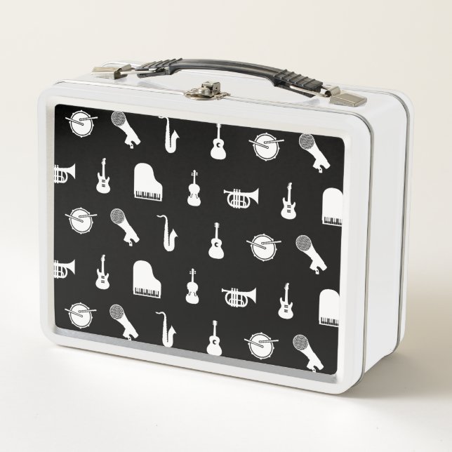 Lunch Box Noir orienté d'art de musique de motif (Devant)