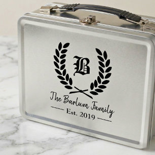 Lunch Box Nom de famille personnalisé Monogramme Boîte à lun