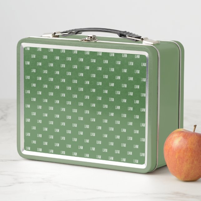 Lunch Box Nom du garçon personnalisé Vert (En situation)