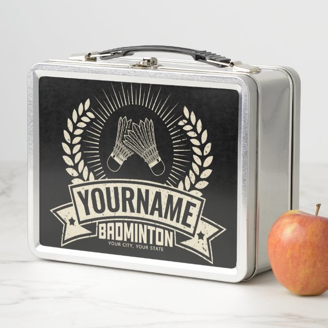 Lunch Box Nom du joueur de badminton personnalisé Racquet Sp (En situation)