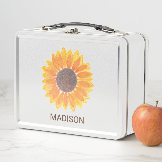 Lunch Box Nom du tournesol aquarelle (En situation)