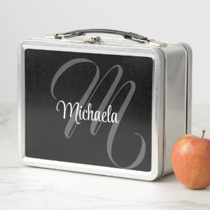 Lunch Box Nom initial de monogramme moderne minimaliste