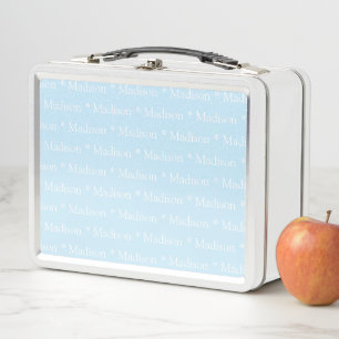 Lunch Box Nom personnalisable bleu clair blanc double face