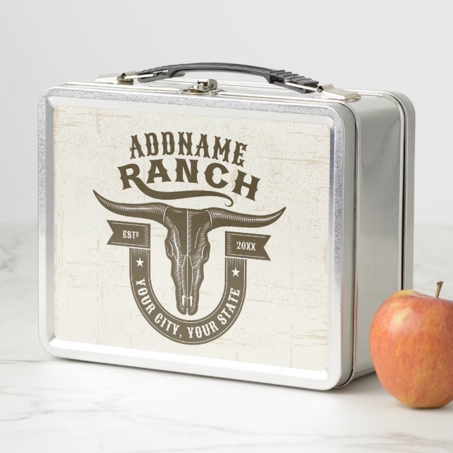 Lunch Box NOM personnalisé Bull Steer Skull Western Ranch (En situation)