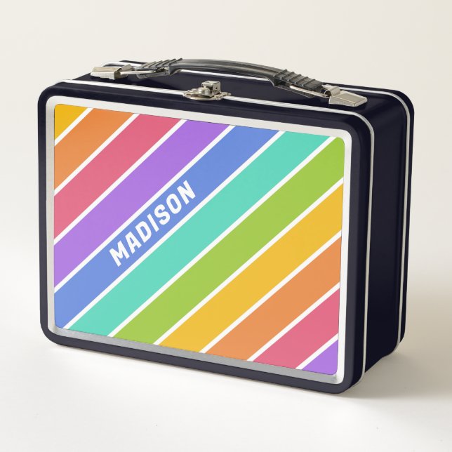 Lunch Box Nom personnalisé Couleurs arc-en-ciel (Devant)