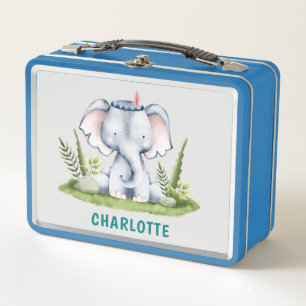 Lunch Box Nom personnalisé Cute Animaux Eléphants Enfants