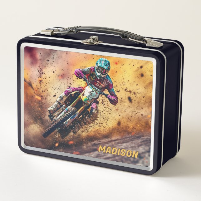 Lunch Box Nom personnalisé Motocross (Devant)