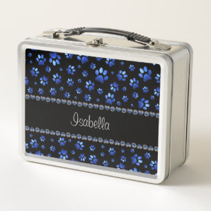 Lunch Box Nom personnalisé, pattes de chien de parties scint