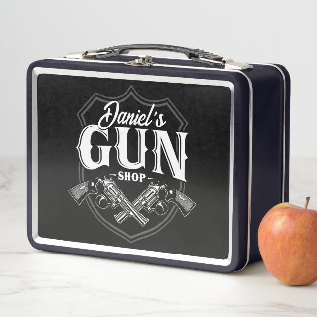 Lunch Box NOM PERSONNALISÉ Vieux Armes à feu (En situation)