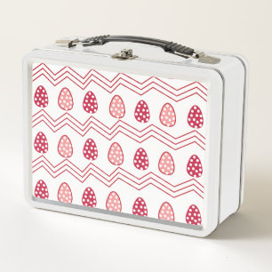 Lunch Box Oeufs de Pâques rose rouge Motif de Pâques