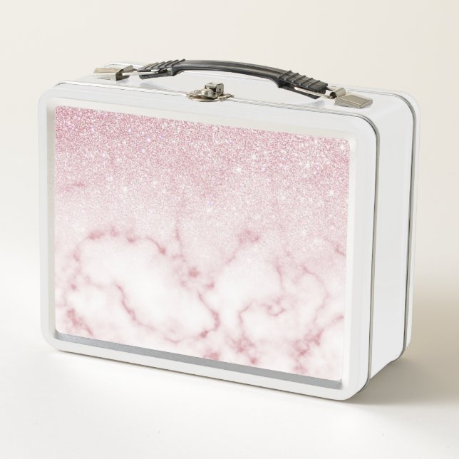 Lunch Box Ombre de marbre de marbre rose rose brillant (Devant)