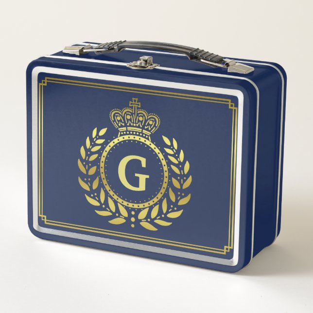 Lunch Box Or royal de noir de guirlande de laurier de (Devant)