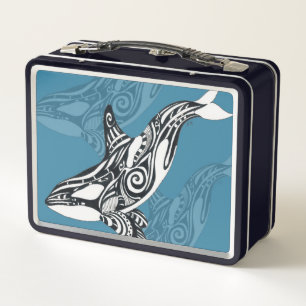 Lunch Box Orca Killer Whale Tlingit Indigo encre bleue