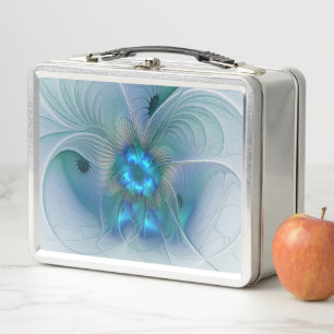 Lunch Box Ovations debout, fractale abstraite bleu turquoise