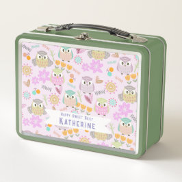 Lunch Box Owl Pastel Pink  