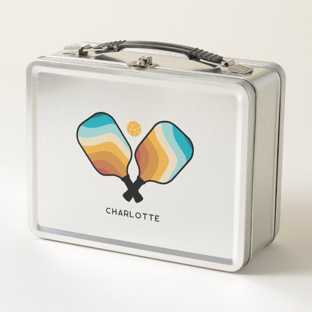 Lunch Box Pagaies de Pickleball Retro & Ball Nom personnalis (Devant)