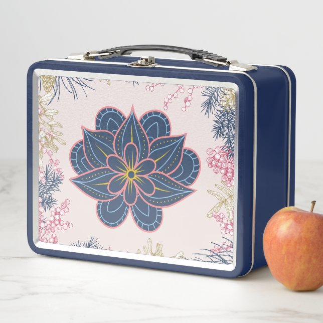 Lunch Box Paisley Art, Floral bleu et violet (En situation)