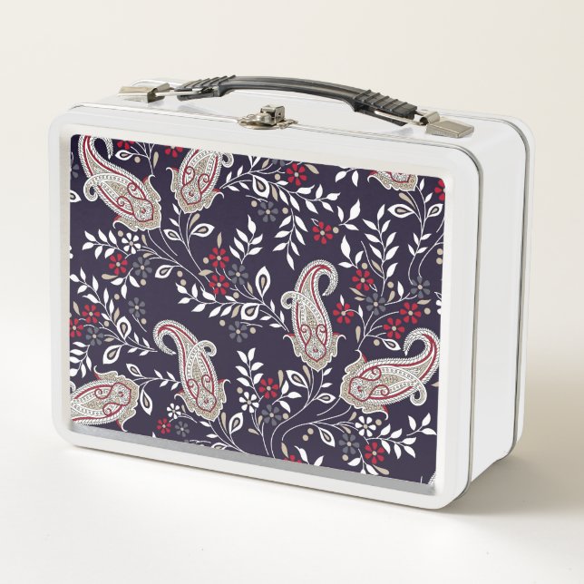 Lunch Box Paisley indien traditionnel, motif sans soudure. (Devant)