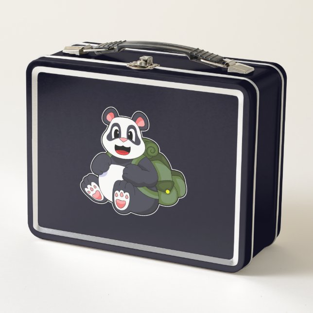 Lunch Box Panda comme randonneur avec sac à dos (Devant)