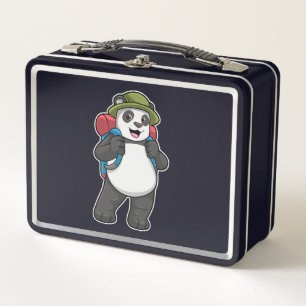 Lunch Box Panda comme randonneur avec sac à dos