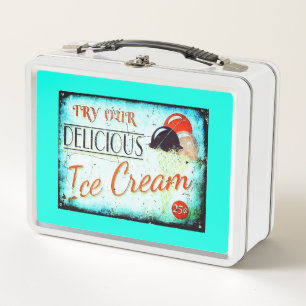 Lunch Box Panneau vintage glacier turquoise
