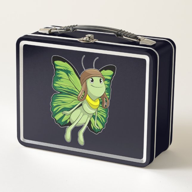 Lunch Box Papillon comme pilote avec casquette pilote (Devant)