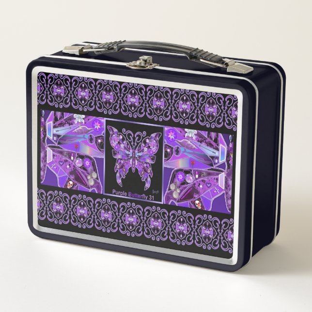 Lunch Box Papillon violet 31 Boîte à lunch en métal (Devant)