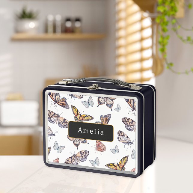Lunch Box Papillons d'aquarelle personnalisés (Créateur téléchargé)