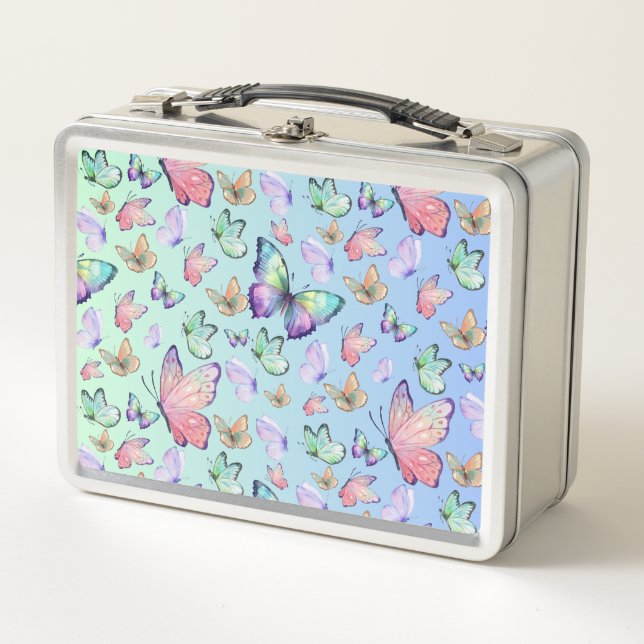 Lunch Box Papillons Linéaire Gradient Arrière - plan Motif (Devant)