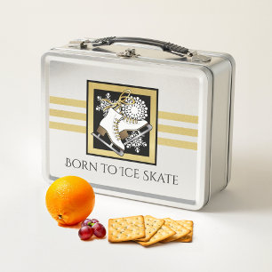 Lunch Box Parties scintillant d'or personnalisée Patinage no