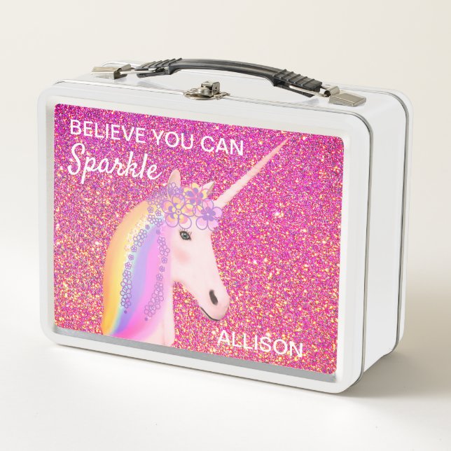 Lunch Box Parties scintillant rose Unicorn Girly Sparkle Per (Devant)