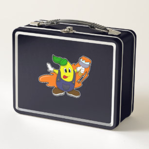 Lunch Box Pear as Painer with Paint brush