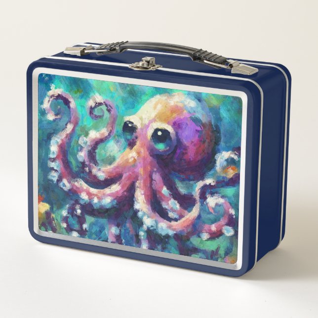 Lunch Box Peinture à l'huile de pieuvre lunaire Plage nautiq (Devant)