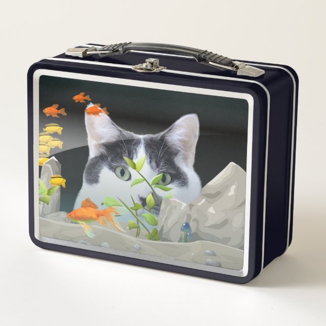 Lunch Box Peinture de chat dans le réservoir de poisson Pers (Devant)