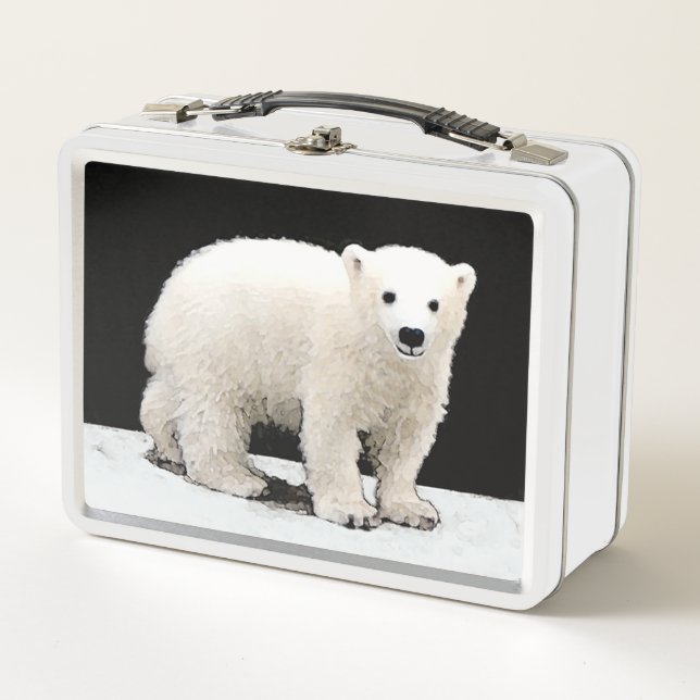 Lunch Box Peinture de CUB d'ours blanc - art original de (Devant)
