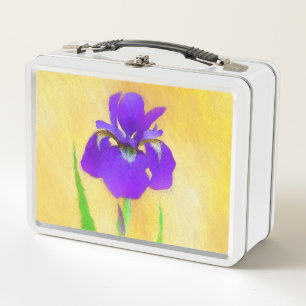 Lunch Box Peinture Iris à pois pourpre - Chien original mign