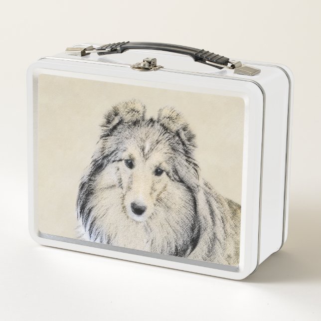 Lunch Box Peinture Shetland Sheepdog - Jolie art original ch (Devant)